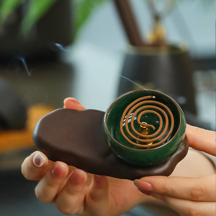 Quemador de incienso de cerámica para decoración de escritorio con Buddha Stones de la dinastía Tang para curación de alimentos