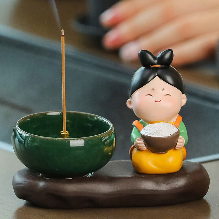 Quemador de incienso de cerámica para decoración de escritorio con Buddha Stones de la dinastía Tang para curación de alimentos