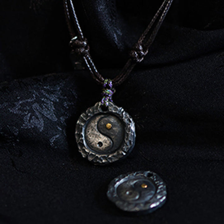 Colgante de collar de armonía con diseño de Tai Chi Yin Yang de plata de ley 999 con Buddha Stones - image 9