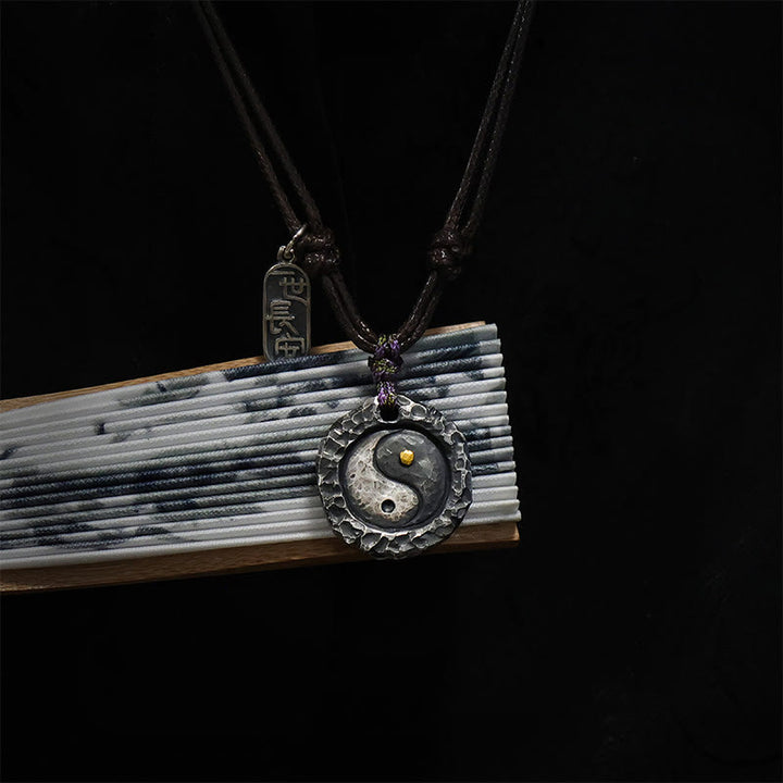Colgante de collar de armonía con diseño de Tai Chi Yin Yang de plata de ley 999 con Buddha Stones - image 8