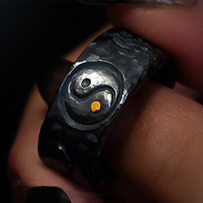 Anillo de equilibrio Yin Yang de plata de ley 999 con Buddha Stones - image 3