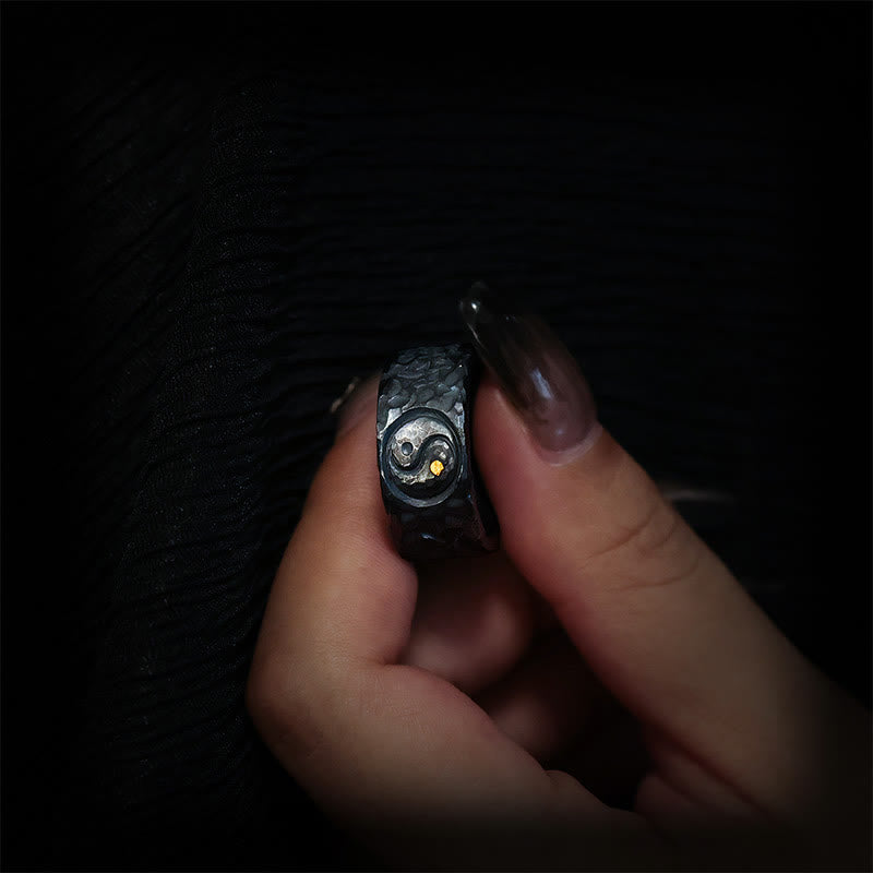 Anillo de equilibrio Yin Yang de plata de ley 999 con Buddha Stones - image 8