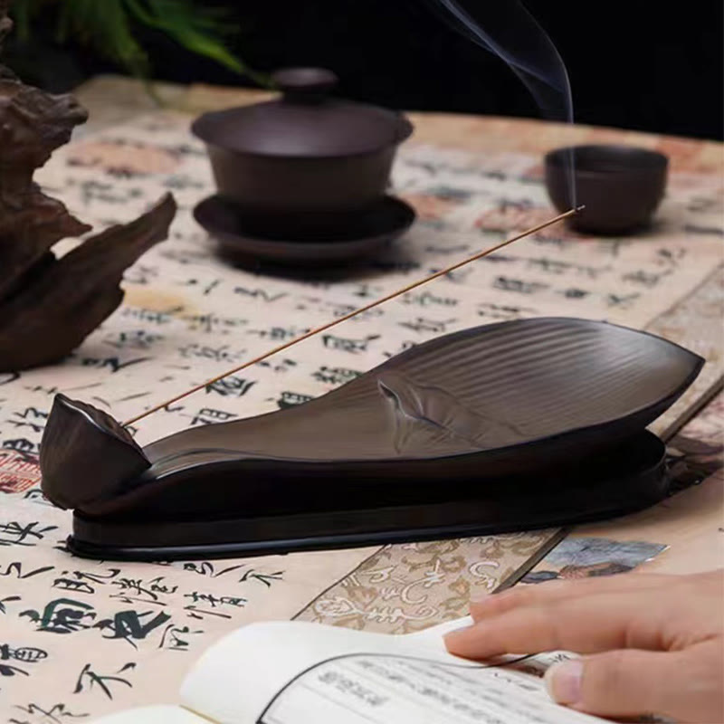 Quemador de incienso de cerámica marrón con forma de vaina de loto y Buddha Stones para curación zen - image 5