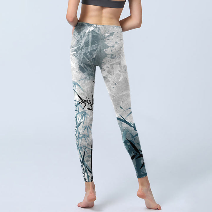 Leggings de yoga para mujer con estampado de bambú y Buddha Stones - image 6