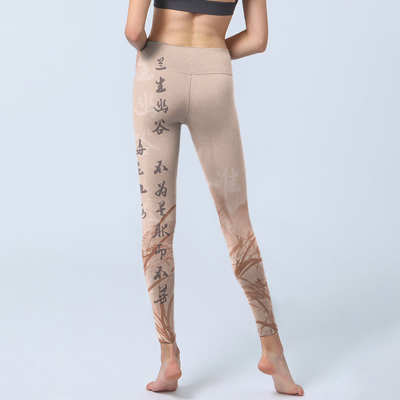 Leggings de yoga para mujer con estampado de orquídeas y caligrafía de Buddha Stones - image 7