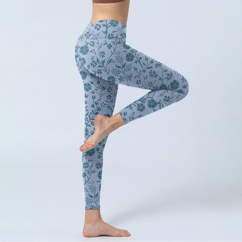 Leggings de yoga para mujer con estampado de plantas y flores exuberantes y Buddha Stones - image 4