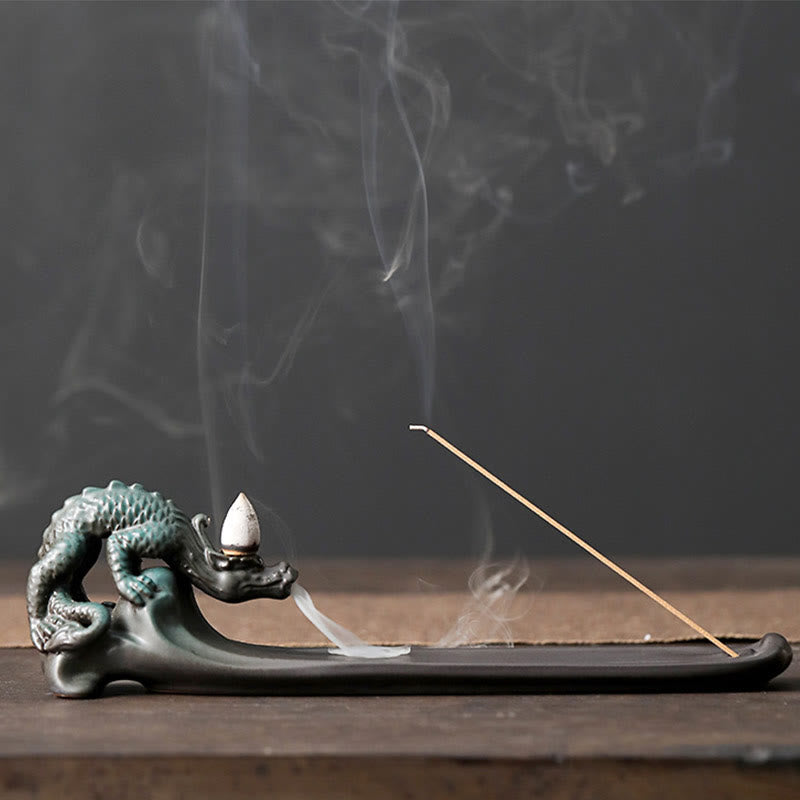 Quemador de incienso de cerámica con forma de conejo, luna y Buddha Stones, PiXiu, para curación de montañas - Pixiu 25,1 x 4,2 x 6,7 cm - image 8