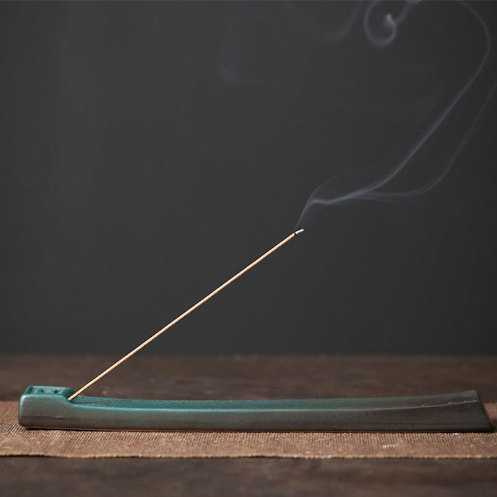 Quemador de incienso de cerámica con forma de conejo, luna y Buddha Stones, PiXiu, para curación de montañas - Patrón simple 23,4 x 3,7 x 1,2 cm - image 14