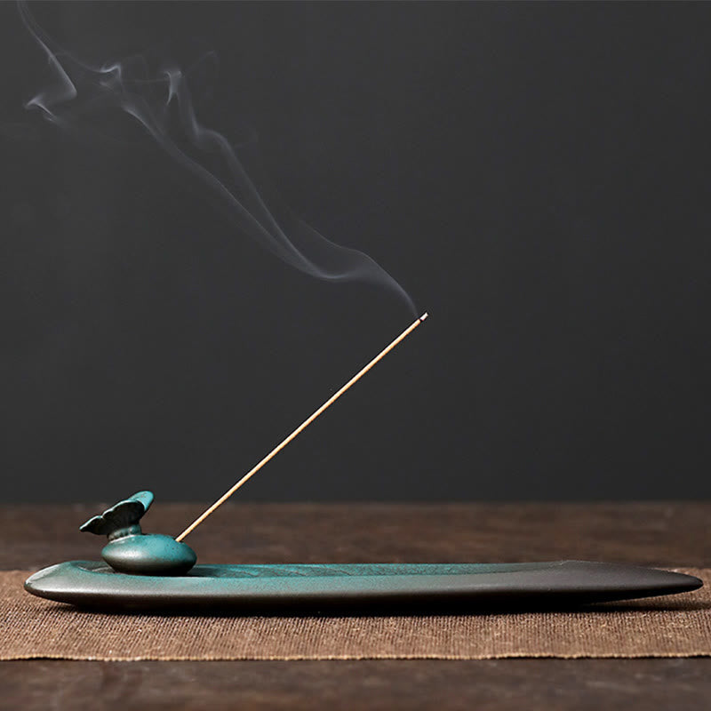 Quemador de incienso de cerámica curativo de bambú con forma de mariposa, tres Buddha Stones - Mariposa 24*3,6*3,8cm - image 11