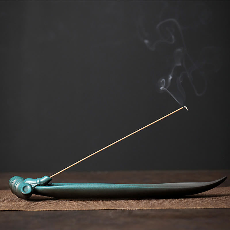 Quemador de incienso de cerámica curativo de bambú con forma de mariposa, tres Buddha Stones - Bambú 26*5,6*2,3 cm - image 15