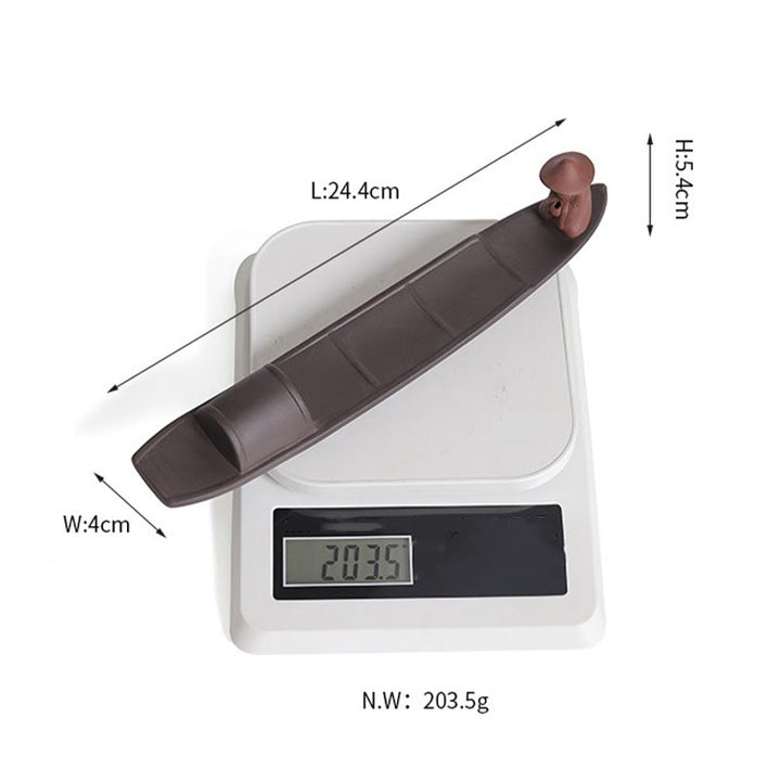 Quemador de incienso de cerámica con forma de barco de pescador y Buddha Stones, arcilla morada, curación de la paz - image 7