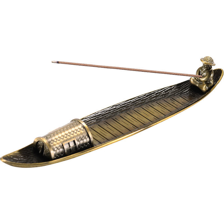 Quemador de incienso de aleación con forma de barco de pescador y Buddha Stones, quemador de incienso curativo decorativo - image 7