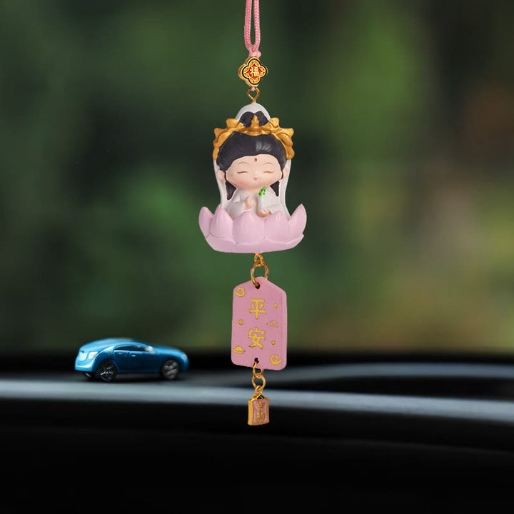 Buddha Stones Loto Avalokitesvara Buda Fu Personaje Riqueza Decoración Colgante para Coche