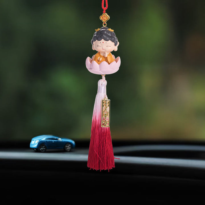 Buddha Stones Loto Avalokitesvara Buda Fu Personaje Riqueza Decoración Colgante para Coche
