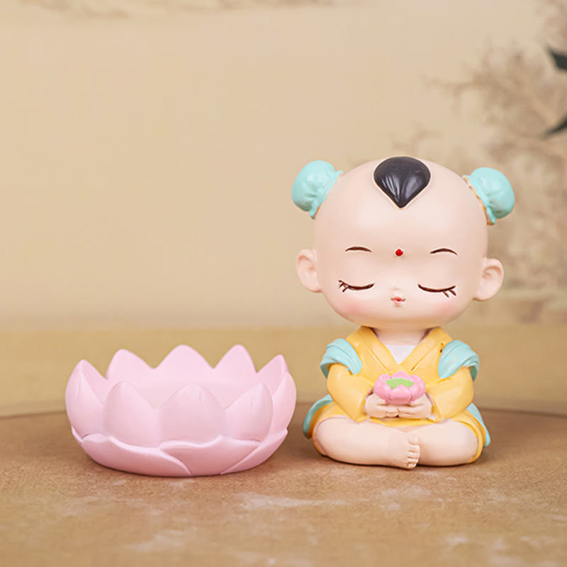 Estatua de resina para niño y niña con diseño de loto de Avalokitesvara y Buddha Stones para meditación, armonía y decoración del hogar - image 14
