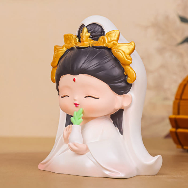 Estatua de resina para niño y niña con diseño de loto de Avalokitesvara y Buddha Stones para meditación, armonía y decoración del hogar - image 3