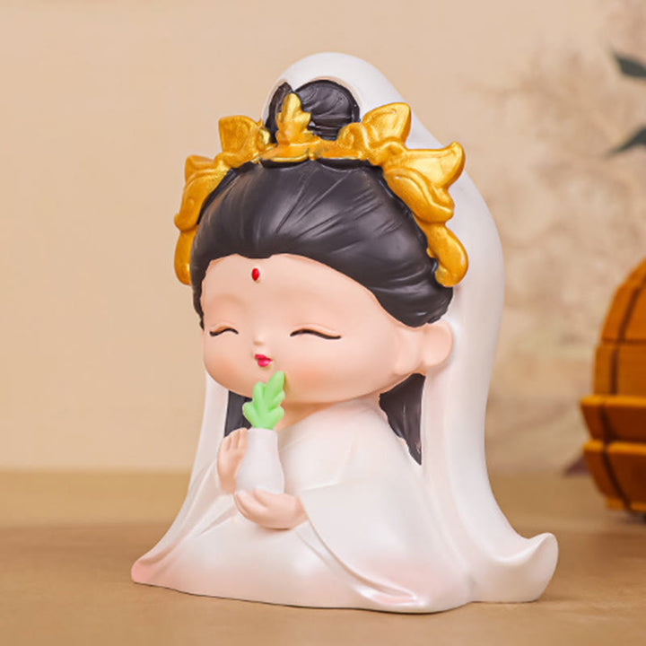 Estatua de resina para niño y niña con diseño de loto de Avalokitesvara y Buddha Stones para meditación, armonía y decoración del hogar - image 3