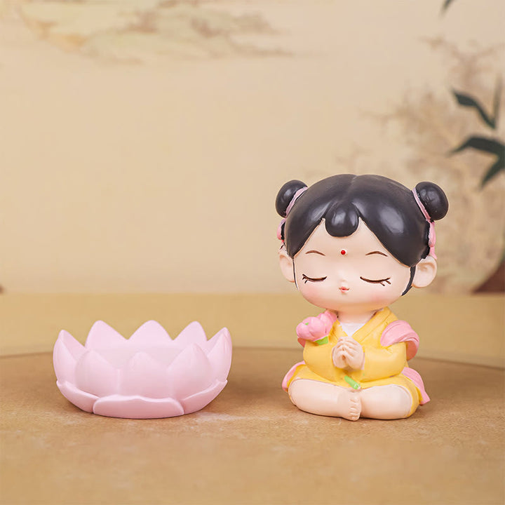 Estatua de resina para niño y niña con diseño de loto de Avalokitesvara y Buddha Stones para meditación, armonía y decoración del hogar - image 12