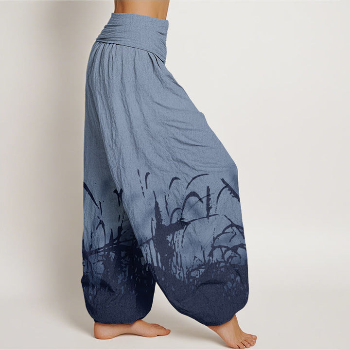 Pantalones harén con cintura elástica para mujer con estampado de hierba silvestre y Buddha Stones - image 5