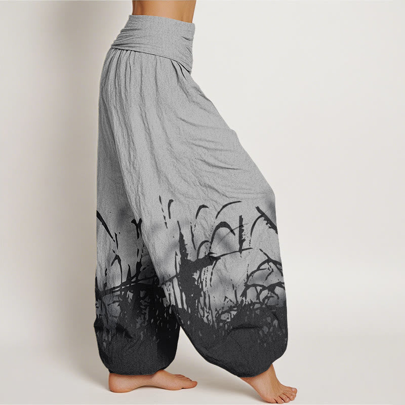 Pantalones harén con cintura elástica para mujer con estampado de hierba silvestre y Buddha Stones - image 2