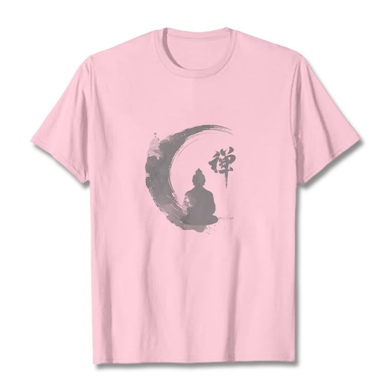 Camiseta de algodón con estampado de Buddha Stones de Buda - rosa claro - 2XL - image 8