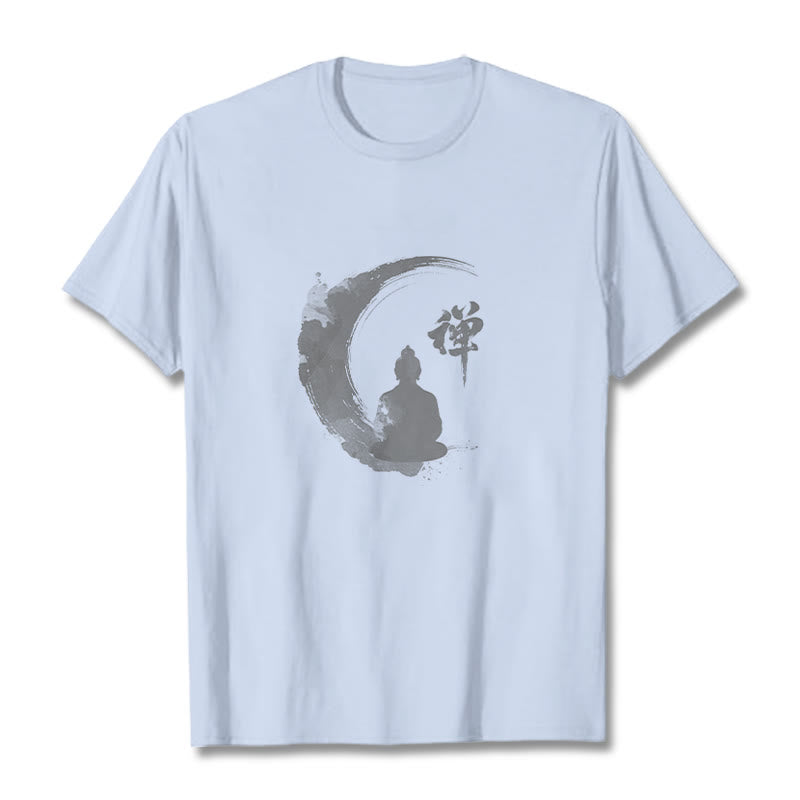 Camiseta de algodón con estampado de Buddha Stones de Buda - Cian claro - 2XL - image 18