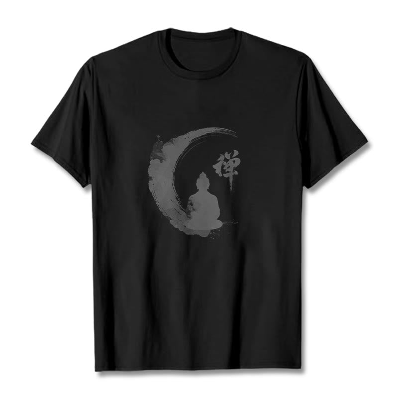 Camiseta de algodón con estampado de Buddha Stones de Buda - Negro - 2XL - image 5
