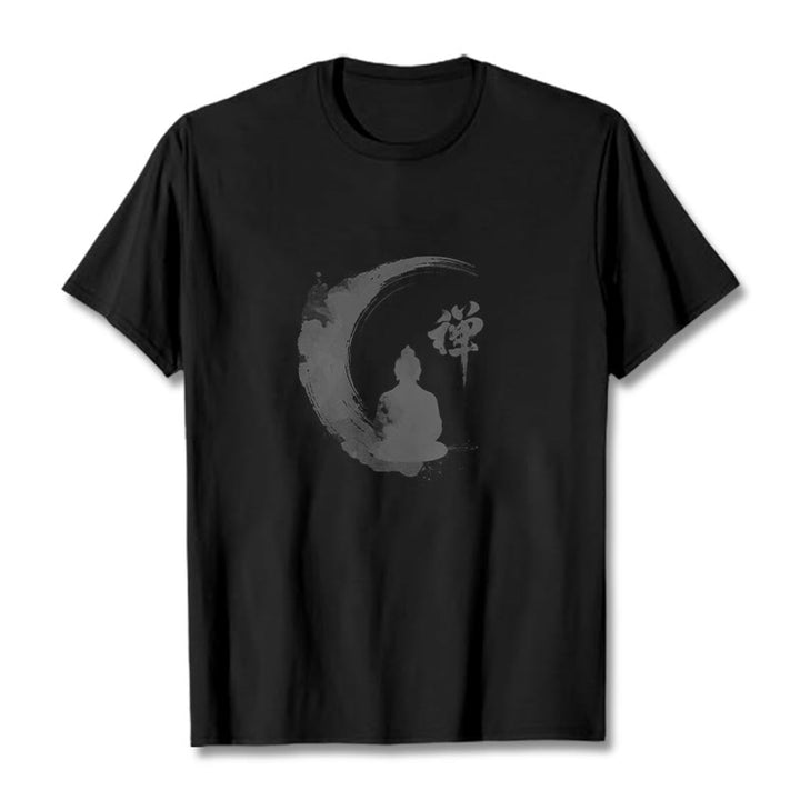 Camiseta de algodón con estampado de Buddha Stones de Buda - Negro - 2XL - image 5
