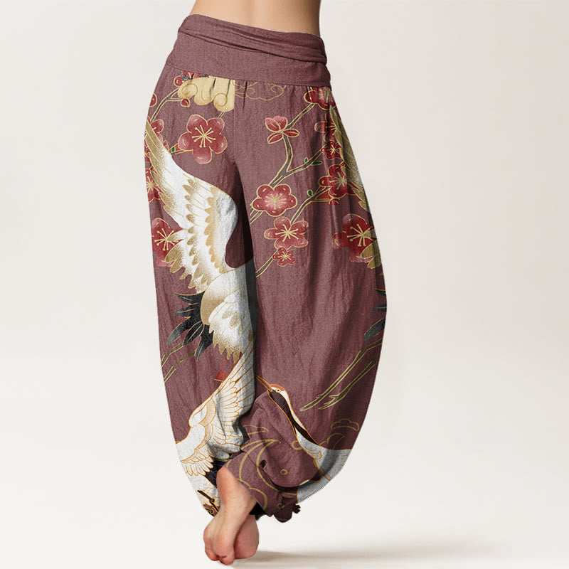 Pantalones harén con cintura elástica para mujer con diseño de Buddha Stones , flores y nubes auspiciosas - image 7