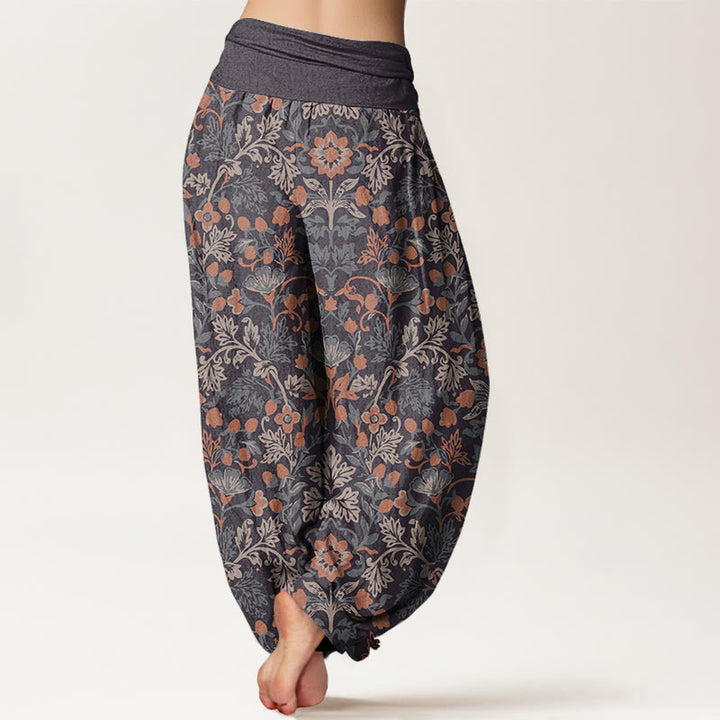 Pantalones harén con cintura elástica para mujer, con estampado de hojas de parra y flores, estilo informal, con Buddha Stones - image 6