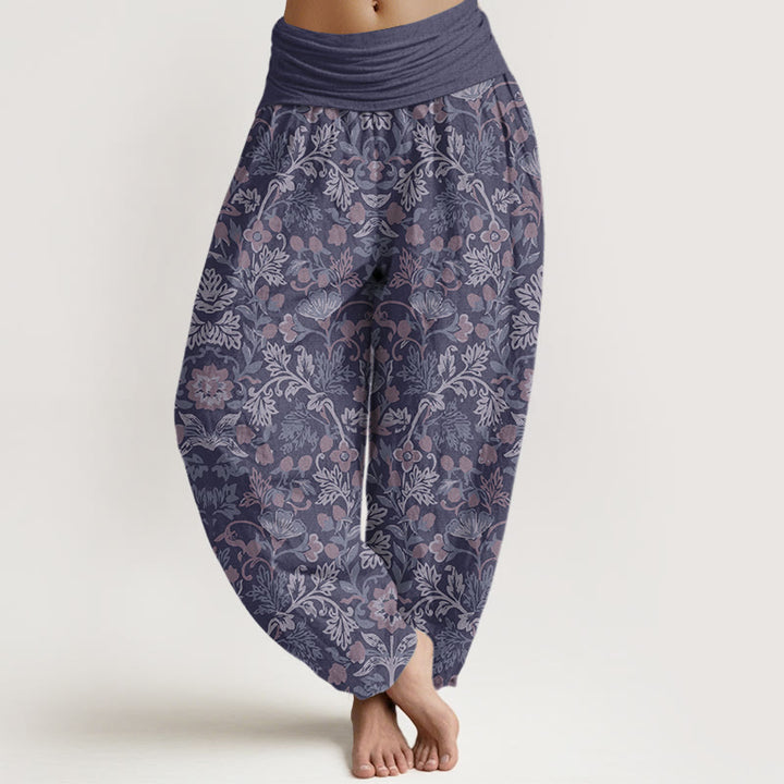 Pantalones harén con cintura elástica para mujer, con estampado de hojas de parra y flores, estilo informal, con Buddha Stones - Cardo - US22，UK/AU26，EU54 (6XL) - image 7