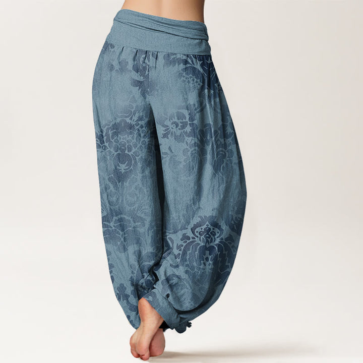 Pantalones harén con cintura elástica para mujer, diseño informal con hojas y flores y piedras de Buddha Stones - image 3