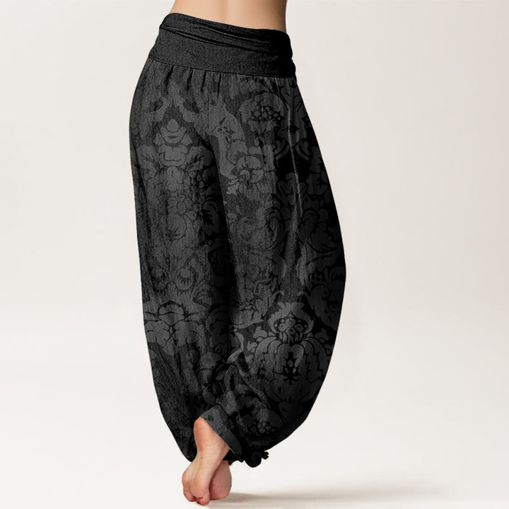 Pantalones bombachos de mujer con cintura elástica, de algodón, estilo casual, con diseño de flores y hojas, estampado de Buddha Stones. - image 6