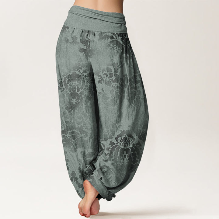 Pantalones bombachos de mujer con cintura elástica, de algodón, estilo casual, con diseño de flores y hojas, estampado de Buddha Stones. - image 9
