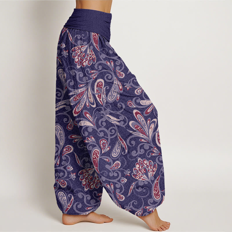Pantalones bombachos de cintura elástica para mujer, de algodón, con diseño informal de pétalos de flores y Buddha Stones. - image 8