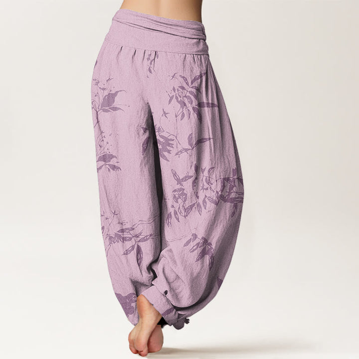 Pantalones harén con cintura elástica para mujer con estampado de ramas de Buddha Stones - image 9