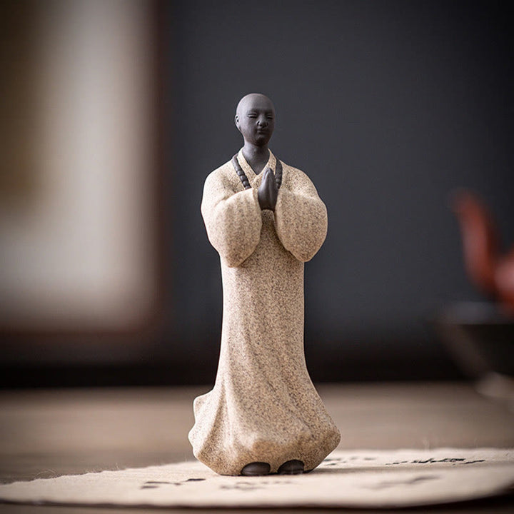 Figura de monje meditando y rezando con Buddha Stones, cerámica, compasión, serenidad, decoración del hogar - image 13