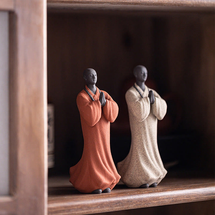 Figura de monje meditando y rezando con Buddha Stones, cerámica, compasión, serenidad, decoración del hogar - image 7