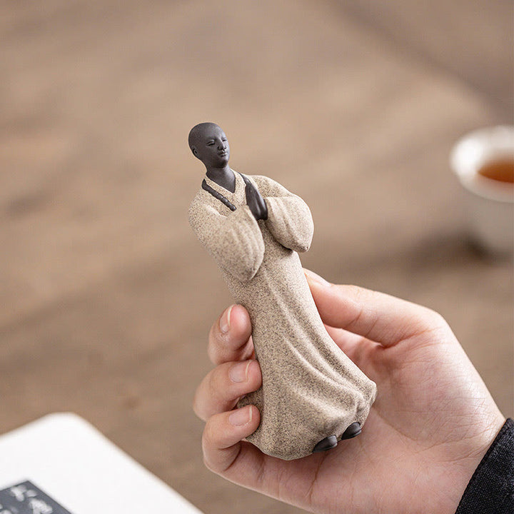 Figura de monje meditando y rezando con Buddha Stones, cerámica, compasión, serenidad, decoración del hogar - image 17