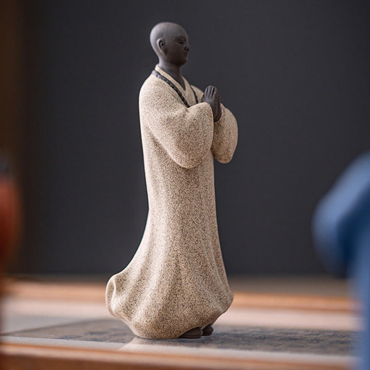 Figura de monje meditando y rezando con Buddha Stones, cerámica, compasión, serenidad, decoración del hogar - image 16
