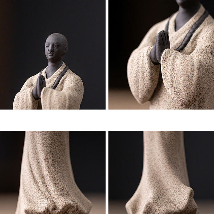 Figura de monje meditando y rezando con Buddha Stones, cerámica, compasión, serenidad, decoración del hogar - image 18