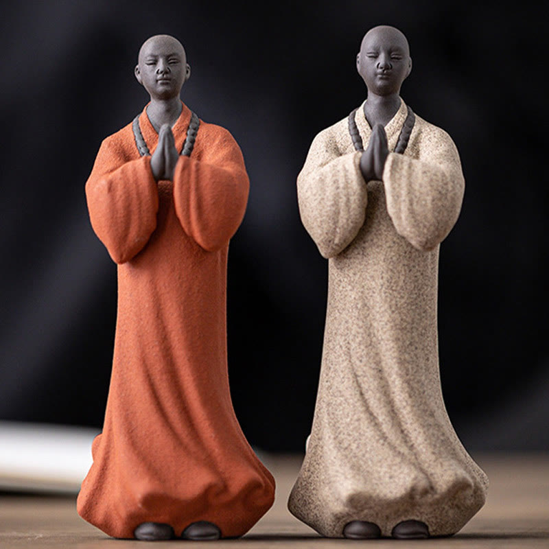 Figura de monje meditando y rezando con Buddha Stones, cerámica, compasión, serenidad, decoración del hogar - image 9
