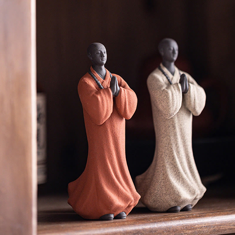 Figura de monje meditando y rezando con Buddha Stones, cerámica, compasión, serenidad, decoración del hogar - image 10