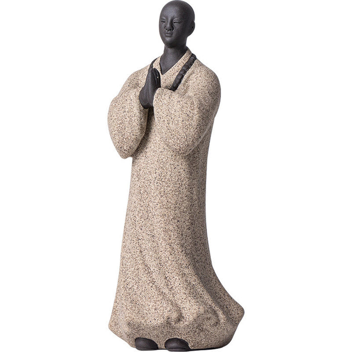 Figura de monje meditando y rezando con Buddha Stones, cerámica, compasión, serenidad, decoración del hogar - image 20