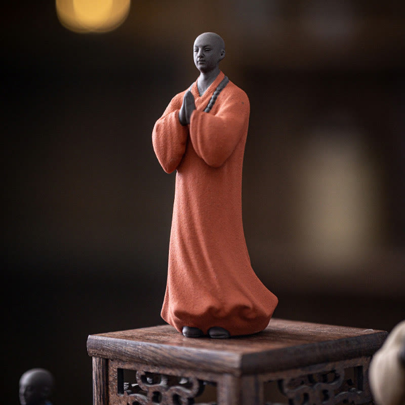 Figura de monje meditando y rezando con Buddha Stones, cerámica, compasión, serenidad, decoración del hogar - image 6