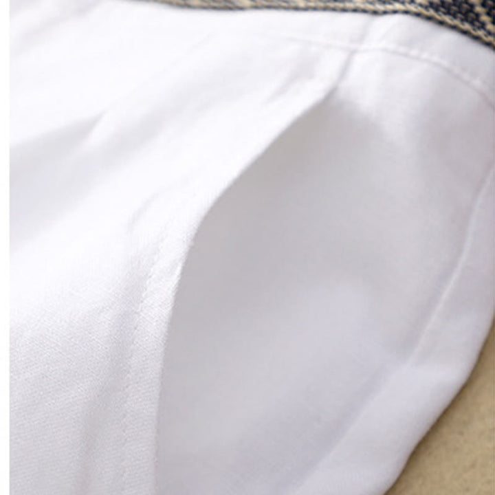 Pantalones de lino y algodón elásticos con bolsillos y botones en la parte delantera y trasera de color liso con Buddha Stones para mujer - image 27