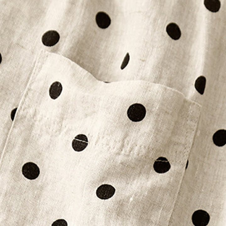 Pantalones de lino y algodón con cordón y lunares negros informales para mujer con bolsillos y Buddha Stones - image 10