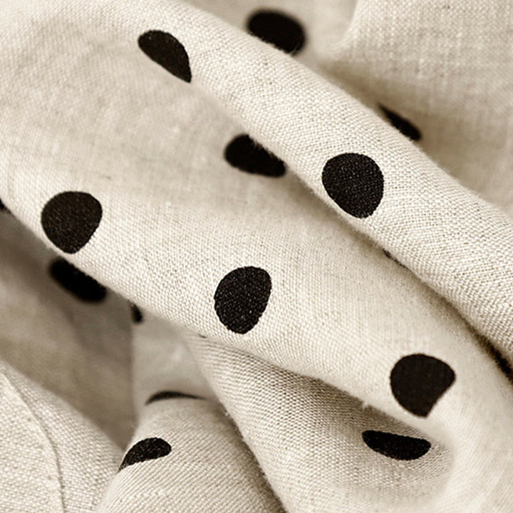 Pantalones de lino y algodón con cordón y lunares negros informales para mujer con bolsillos y Buddha Stones - image 5