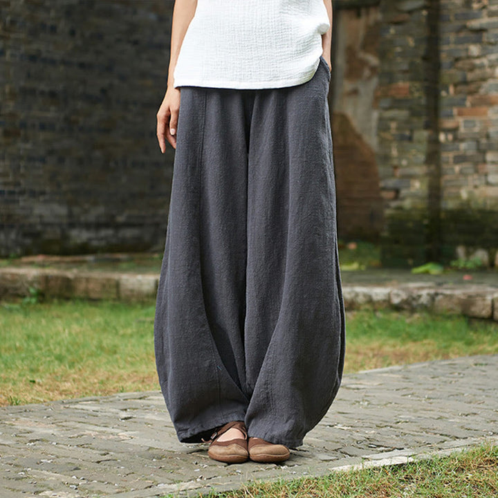 Pantalones de mujer de algodón y ramio con forro polar y cintura elástica de color liso y casual con Buddha Stones y bolsillos - Gris oscuro - US4，UK/AU8，EU36 (L) - image 39