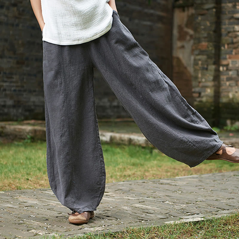 Pantalones de mujer de algodón y ramio con forro polar y cintura elástica de color liso y casual con Buddha Stones y bolsillos - image 42